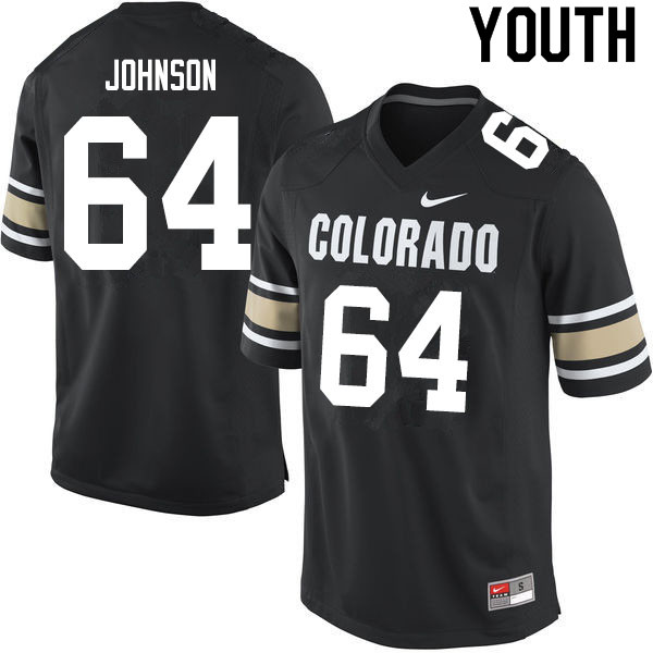 Youth #64 Austin Johnson Colorado Buffaloes College Football Jerseys Sale-Home Black